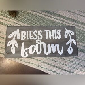 Gray and White 'Bless This Farm' Wooden Sign